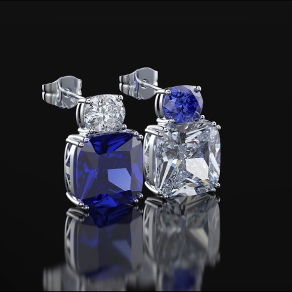 Elegant Sapphire Sterling Silver Earrings - Picture 6 of 6